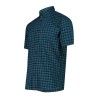 Campagnolo Camisa Chequered Short-Sleeved Azul Negro Petroleum Hombre