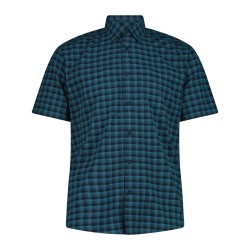 Campagnolo Camisa Chequered Short-Sleeved Azul Negro Petroleum Hombre
