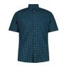 Campagnolo Camisa Chequered Short-Sleeved Azul Negro Petroleum Hombre