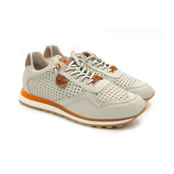 Cetti Zapatilla Casual C-848 Ante Star Blanco Naranja Nature Off White-Cuero Hombre