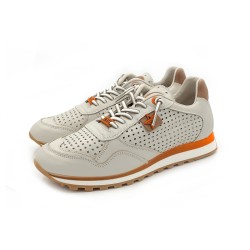 Cetti Zapatilla Casual C-848 Ante Star Blanco Naranja Nature Off White-Cuero Hombre
