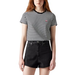 Levis Camiseta Perfect Rayas Blanco y Negro Mujer