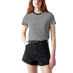 Levis Camiseta Perfect Rayas Blanco y Negro Mujer