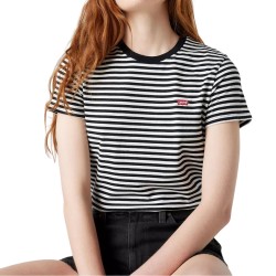 Levis Camiseta Perfect Rayas Blanco y Negro Mujer