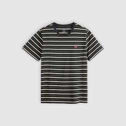 Levis Camiseta Original A Rayas Verde Negro Beige Andor Stripe Jet Black Hombre