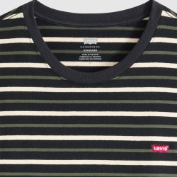 Levis Camiseta Original A Rayas Verde Negro Beige Andor Stripe Jet Black Hombre