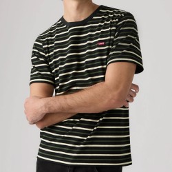 Levis Camiseta Original A Rayas Verde Negro Beige Andor Stripe Jet Black Hombre