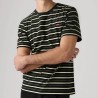 Levis Camiseta Original A Rayas Verde Negro Beige Andor Stripe Jet Black Hombre