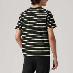 Levis Camiseta Original A Rayas Verde Negro Beige Andor Stripe Jet Black Hombre