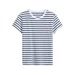 Levis Camiseta Perfect A Rayas Blanco Negro Caviar Mujer