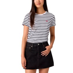 Levis Camiseta Perfect A Rayas Blanco Negro Caviar Mujer