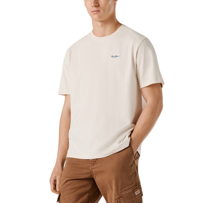 Pepe Jeans Camiseta Contrast Beige Ivory White Hombre