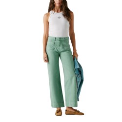 Pepe Jeans Pantalón Vaquero Jean Straight Verde Bleach Green Mujer