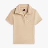 Tommy Hilfiger Polo Acanalado Slim Beige White Clay Mujer
