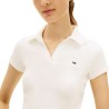 Tommy Hilfiger Polo Acanalado Slim Blanco Ecru Mujer