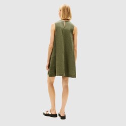 Tommy Hilfiger Vestido Linen Dress Verde Bay Leaf Mujer