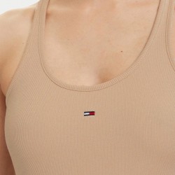 Tommy Hilfiger Camiseta Slium Racer Beige White Clay Mujer