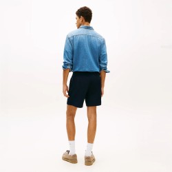 Tommy Hilfiger Pantalón Corto Linen Blend Pull On Azul Oscuro Dark Night Navy Hombre