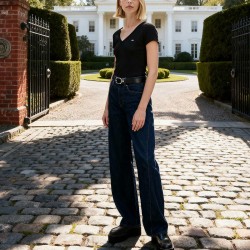 Tommy Hilfiger Camiseta Slim Essential Negro Black Mujer