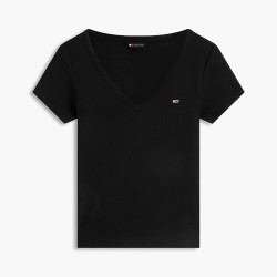 Tommy Hilfiger Camiseta Slim Essential Negro Black Mujer