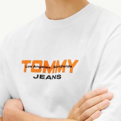 Tommy Hilfiger Camiseta 90s TJ Block Blanco Ecru Hombre