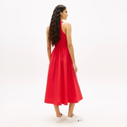 Tommy Hilfiger Vestido Largo Slim Sin Mangas Rojo Red Alert Mujer