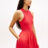 Tommy Hilfiger Vestido Largo Slim Sin Mangas Rojo Red Alert Mujer