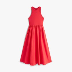 Tommy Hilfiger Vestido Largo Slim Sin Mangas Rojo Red Alert Mujer