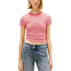 Tommy Hilfiger Camiseta Slim Esesential A Rayas Rojo Blanco Mujer