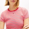 Tommy Hilfiger Camiseta Slim Esesential A Rayas Rojo Blanco Mujer
