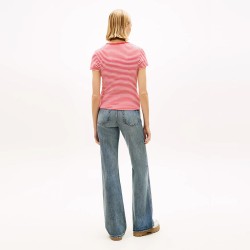 Tommy Hilfiger Camiseta Slim Esesential A Rayas Rojo Blanco Mujer