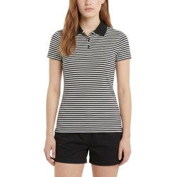 Tommy Hilfiger Polo Manga Corta Essential A Rayas Blanco Negro Black Ecru Stripe Mujer
