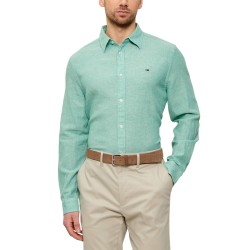 Tommy Hilfiger Camisa De Lino Linen Blend Shirt Verde Bahama Green Hombre