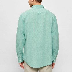Tommy Hilfiger Camisa De Lino Linen Blend Shirt Verde Bahama Green Hombre