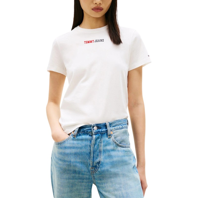 Tommy Hilfiger Camiseta Reg Essential Logo Blanco Ecru Mujer