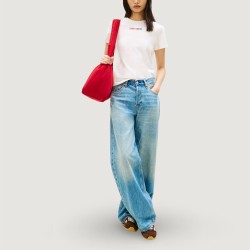 Tommy Hilfiger Camiseta Reg Essential Logo Blanco Ecru Mujer