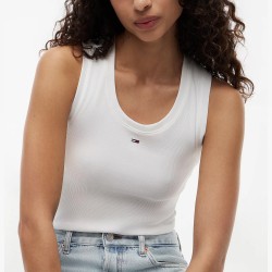 Tommy Hilfiger Camiseta Denim Essentials Blanco Ecru Mujer