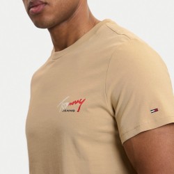 Tommy Hilfiger Camiseta Slim Sign Chest Beige Gentle Gold Hombre