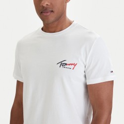 Tommy Hilfiger Camiseta Slim Sign Chest Blanco Ecru Hombre
