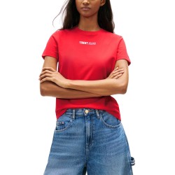 Tommy Hilfiger Camiseta Reg Essential Logo Rojo Red Alert Mujer