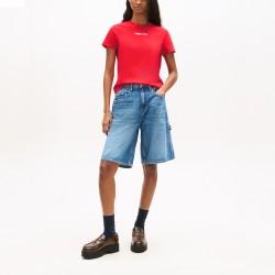 Tommy Hilfiger Camiseta Reg Essential Logo Rojo Red Alert Mujer