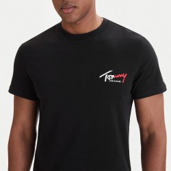 Tommy Hilfiger Camiseta Slim Sign Chest Negro Black Hombre