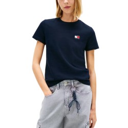 Tommy Hilfiger Camiseta Wavy Flag SS Tee Azul Oscuro Dark Night Navy Mujer