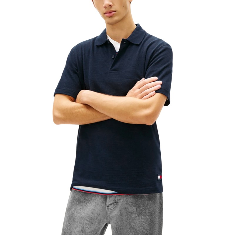 Tommy Hilfiger Polo Reg Waffle Azul Oscuro Dark Night Navy Hombre