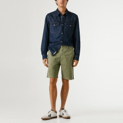 Pepe Jeans Pantalón Corto Chino Regular Verde Washed Army Green Hombre