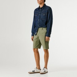 Pepe Jeans Pantalón Corto Chino Regular Verde Washed Army Green Hombre