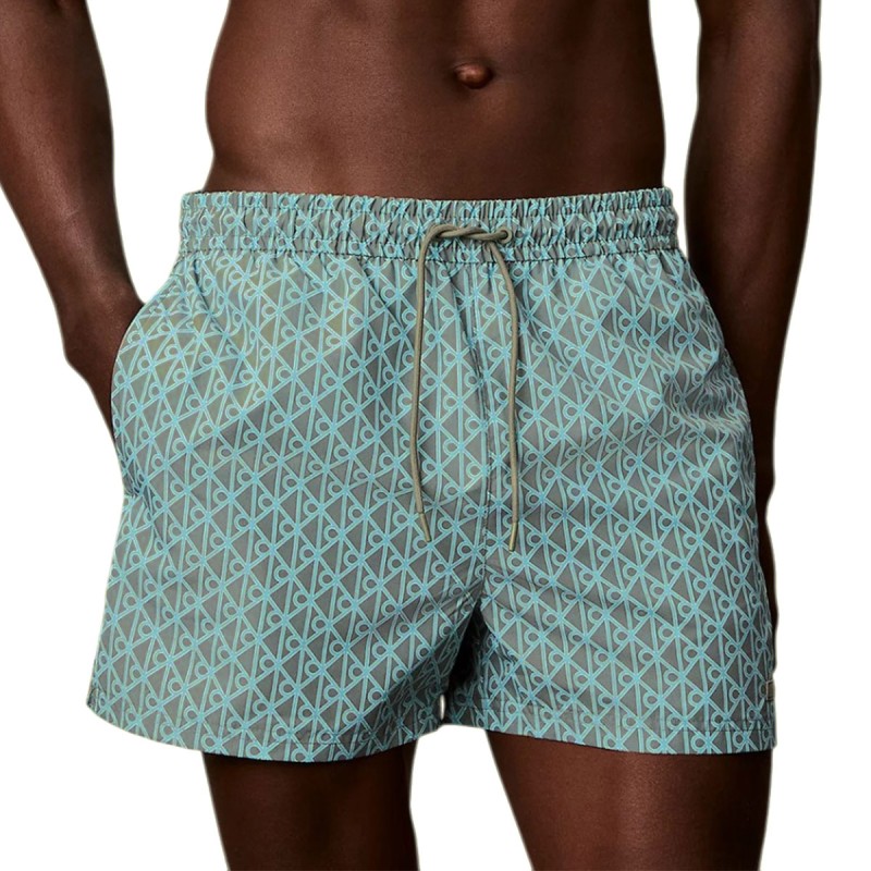Calvin Klein Bañador Drawstring Coverde Verde Icon Cotton Emblem Sea Spray Hombre