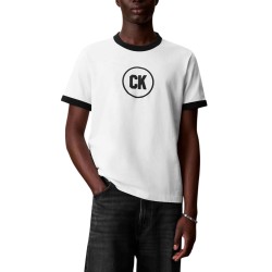 Calvin Klein Camiseta Ringer Blanco Negro Bright White Hombre