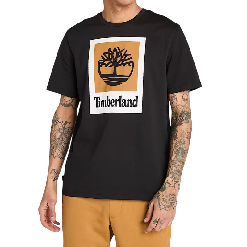 Timberland Camiseta Stack Logo Negro Black Hombre
