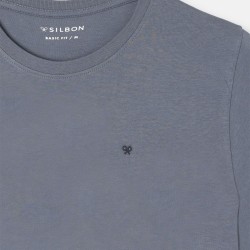 Silbon Camiseta Minilogo Azul Grisaceo Medio Hombre